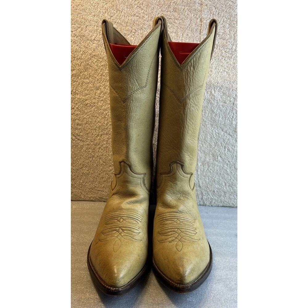 Justin 1345 Tan Brown Leather Cowboy Western Boots Men Size 9.5 D